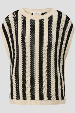 QS by s.Oliver Ärmelloses Stricktop aus Baumwolle mit überschnittenen Schultern, Damen