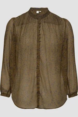 QS by s.Oliver Leicht transparente Chiffonbluse mit Puffärmeln, Damen