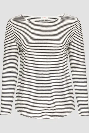 QS by s.Oliver Longsleeve mit Flammgarnstruktur und Rundhalsausschnitt, Damen