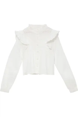 QS by s.Oliver Verkürzte Bluse mit Lochstickerei und Rüschen, Mädchen
