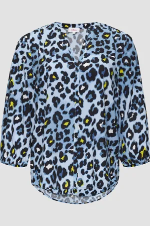 QS by s.Oliver All-over-Print-Bluse aus Viskose mit Raffungen, Damen