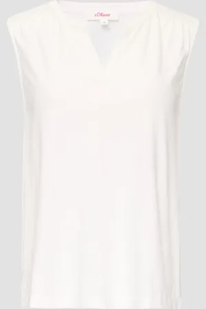 QS by s.Oliver Ärmelloses Shirt mit Tunika-Ausschnitt und Garment Dye, Damen