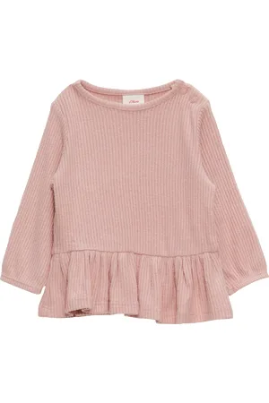 QS by s.Oliver Angerautes Langarmshirt mit Rippstruktur, Babys