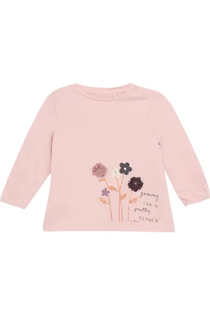 QS by s.Oliver Baumwollshirt mit Blumen-Applikation und Glitzer-Details, Babys