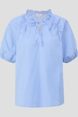 QS by s.Oliver Gestreifte Relaxed-Fit-Bluse mit Rüschendetails, Damen