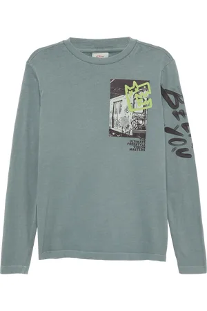 QS by s.Oliver Langarmshirt mit Front- und Ärmel-Print, Jungen