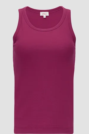 QS by s.Oliver Geripptes Tanktop aus Baumwollstretch, Damen