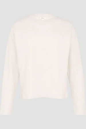 QS by s.Oliver Weiches Sweatshirt mit Rippdetail am Kragen, Damen