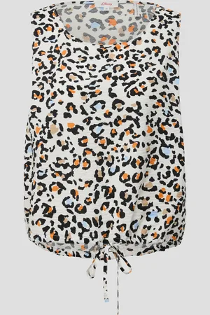 QS by s.Oliver Bluse mit Bindeband am Saum, Damen