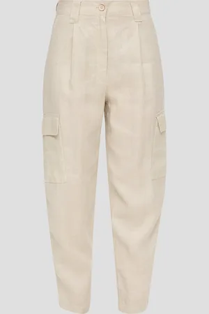 QS by s.Oliver Super High Rise Leinenhose mit verkürztem Bein und Cargotaschen, Damen