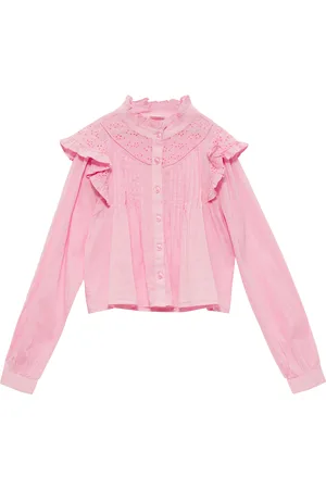 QS by s.Oliver Verkürzte Bluse mit Lochstickerei und Rüschen, Mädchen
