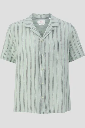 QS by s.Oliver Resort Fit: Kurzarmhemd aus Leinenmix, Herren