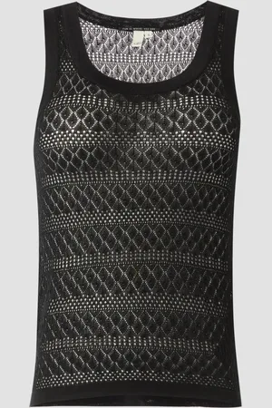 QS by s.Oliver Transparentes Feinstrick-Top mit Ajourmuster, Damen