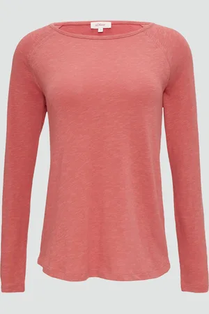 QS by s.Oliver Langarmshirt mit Flammgarnstruktur und Raglanärmeln, Damen