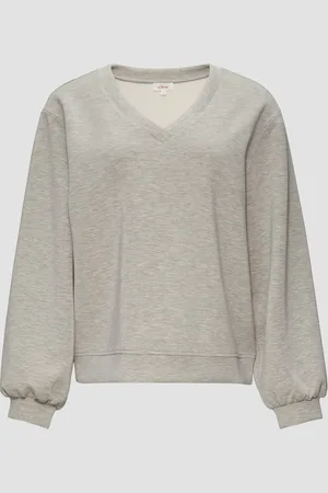 QS by s.Oliver Scuba-Sweatshirt mit V-Ausschnitt, Damen
