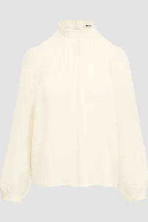 QS by s.Oliver Leicht strukturierte Bluse mit gemocktem Stehkragen, Damen