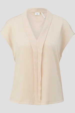 QS by s.Oliver Satiniertes Blusenshirt im Fabricmix, Damen