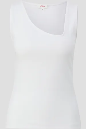 QS by s.Oliver Jersey-Top mit asymmetrischem Ausschnitt, Damen