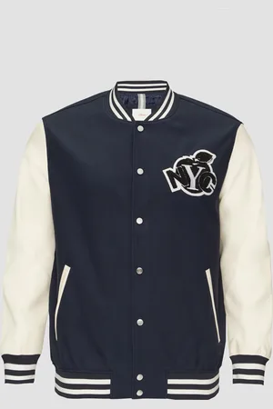 QS by s.Oliver Collegejacke aus Twill und Lederimitat, Herren