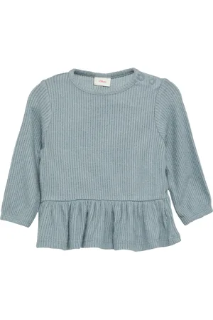 QS by s.Oliver Angerautes Langarmshirt mit Rippstruktur, Babys