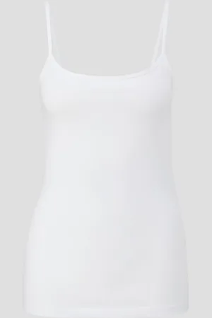 QS by s.Oliver Spaghettiträger-Top aus Baumwollstretch im Slim Fit, Damen