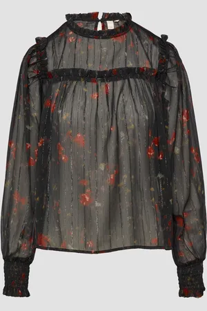 QS by s.Oliver Transparente Chiffon-Bluse mit Glitzergarn, Damen