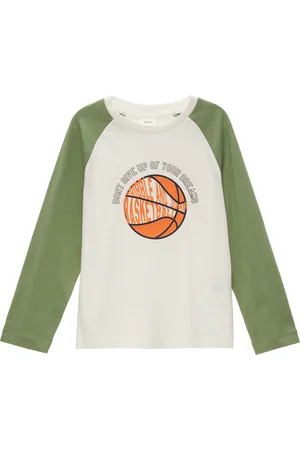 QS by s.Oliver Langarmshirt mit Kontrastärmeln und Front-Print, Kinder