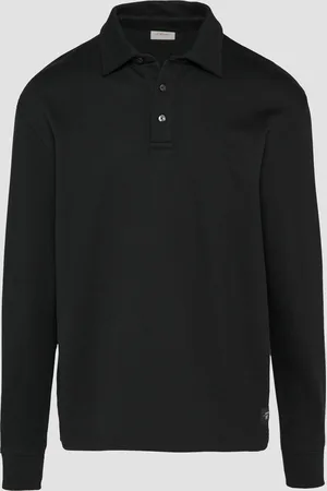 QS by s.Oliver Strukturiertes Langarm-Poloshirt im Relaxed Fit, Herren