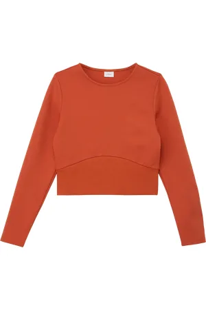 QS by s.Oliver Verkürztes Longsleeve mit Rippeinsatz, Mädchen