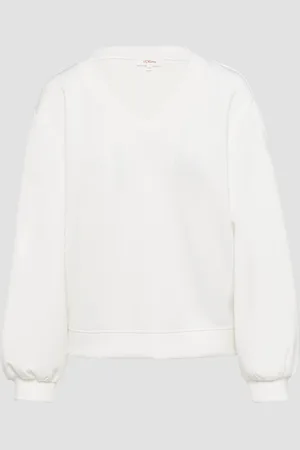 QS by s.Oliver Scuba-Sweatshirt mit V-Ausschnitt, Damen