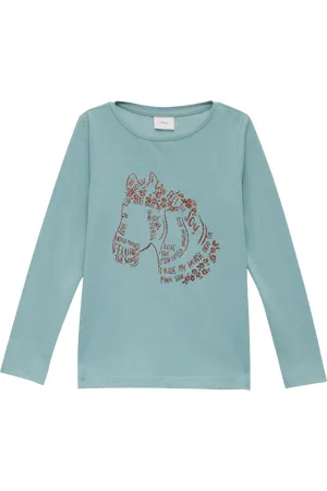 QS by s.Oliver Langarmshirt mit Glitzer-Print, Kinder