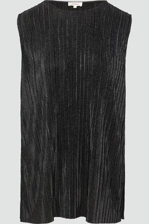 QS by s.Oliver Plissiertes Jersey-Top mit Glitzereffekt, Damen