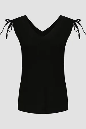 QS by s.Oliver Fließendes V-Neck Top mit Raffung im Schulterbereich, Damen