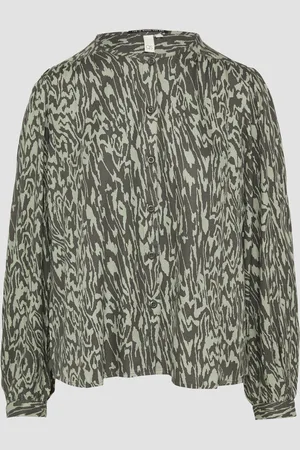 QS by s.Oliver Melierte Viskosebluse im Loose Fit, Damen