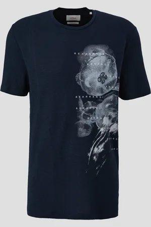 QS by s.Oliver Leinenmix-T-Shirt mit Artwork, Herren