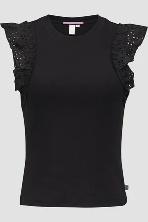 QS by s.Oliver Top mit Volants und Lochstickerei, Damen