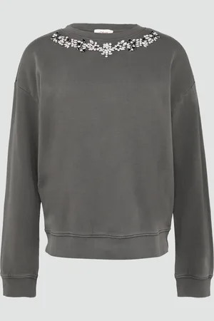 QS by s.Oliver Gewaschenes Sweatshirt mit Schmucksteinen, Damen