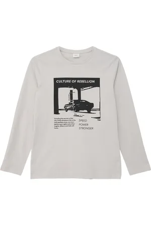 QS by s.Oliver Baumwoll-Langarmshirt mit Frontprint, Jungen