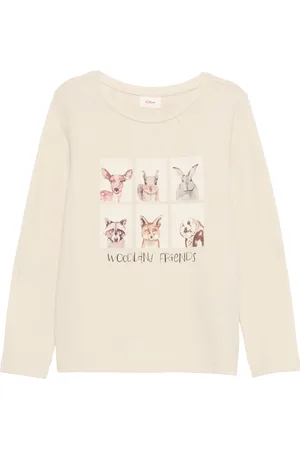 QS by s.Oliver Longsleeve mit Frontprint und Raffung, Kinder