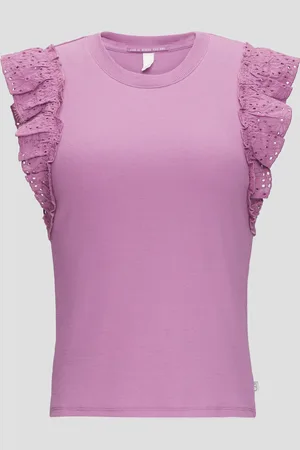 QS by s.Oliver Top mit Volants und Lochstickerei, Damen