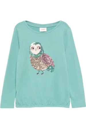 QS by s.Oliver O-Shape-Langarmshirt mit Glitzer und Pailletten, Kinder
