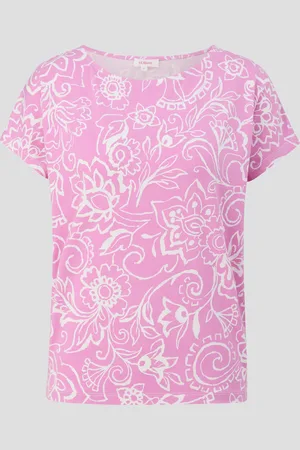 QS by s.Oliver Viskose-Shirt mit All-over-Print im Relaxed Fit, Damen
