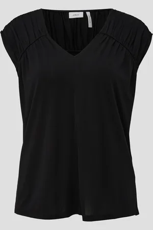 QS by s.Oliver Blusenshirt aus Viskosestretch mit Raffung an der Schulter, Damen