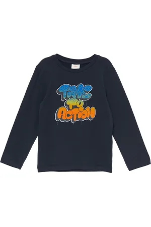 QS by s.Oliver Weiches Longsleeve mit strukturiertem Grafik-Print, Kinder