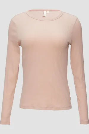 QS by s.Oliver Geripptes Longsleeve im Slim Fit, Damen