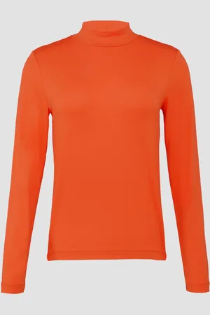 QS by s.Oliver Schmal geschnittenes Langarmshirt aus Viskosemix, Damen