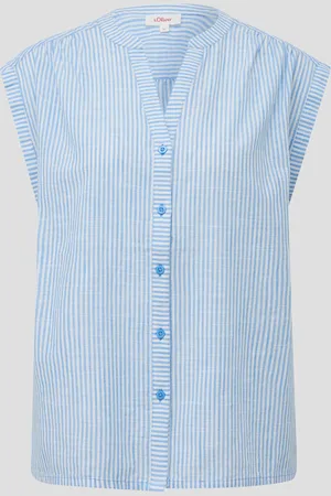 QS by s.Oliver Gestreifte Baumwollbluse im Relaxed Fit, Damen