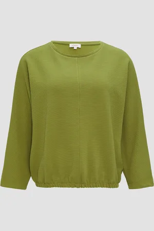 QS by s.Oliver Strukturiertes Sweatshirt mit Fledermausarm im O-Shape, Damen