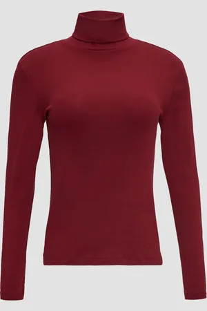QS by s.Oliver Elastisches Langarmshirt mit Rollkragen, Damen