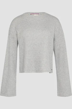QS by s.Oliver Sweatshirt mit Piquéestruktur und Glitzereffekt, Damen